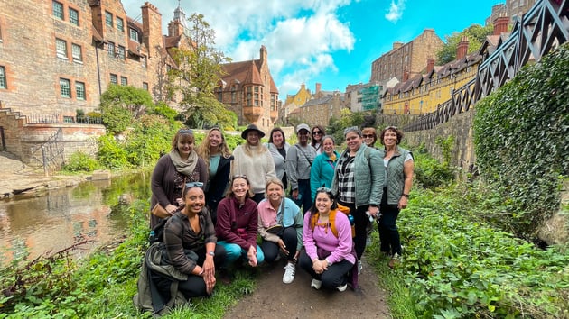Group of women in Scotland, one of the best places to travel to in spring.