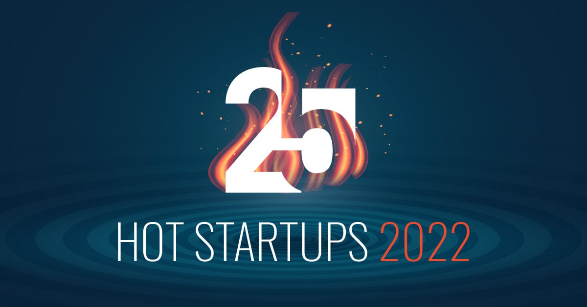 TrovaTrip number 25 surrounded by flames text on flyer says hot startups 2022