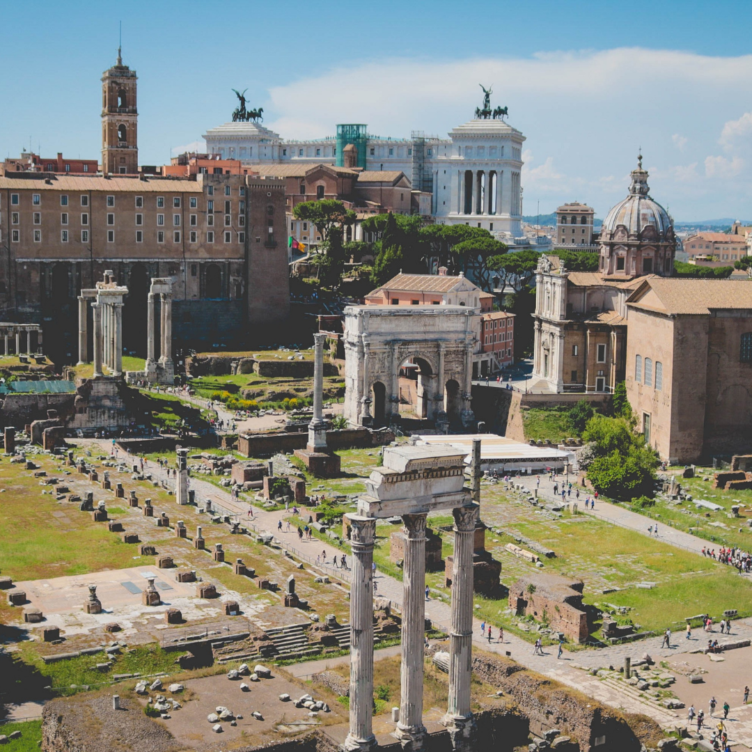 Arial view of the Roman Forum.