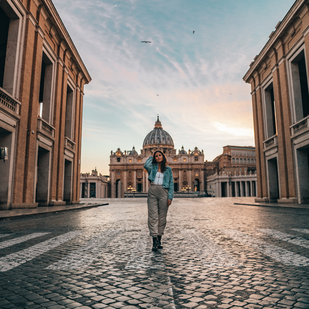 Woman on streets of Rome.