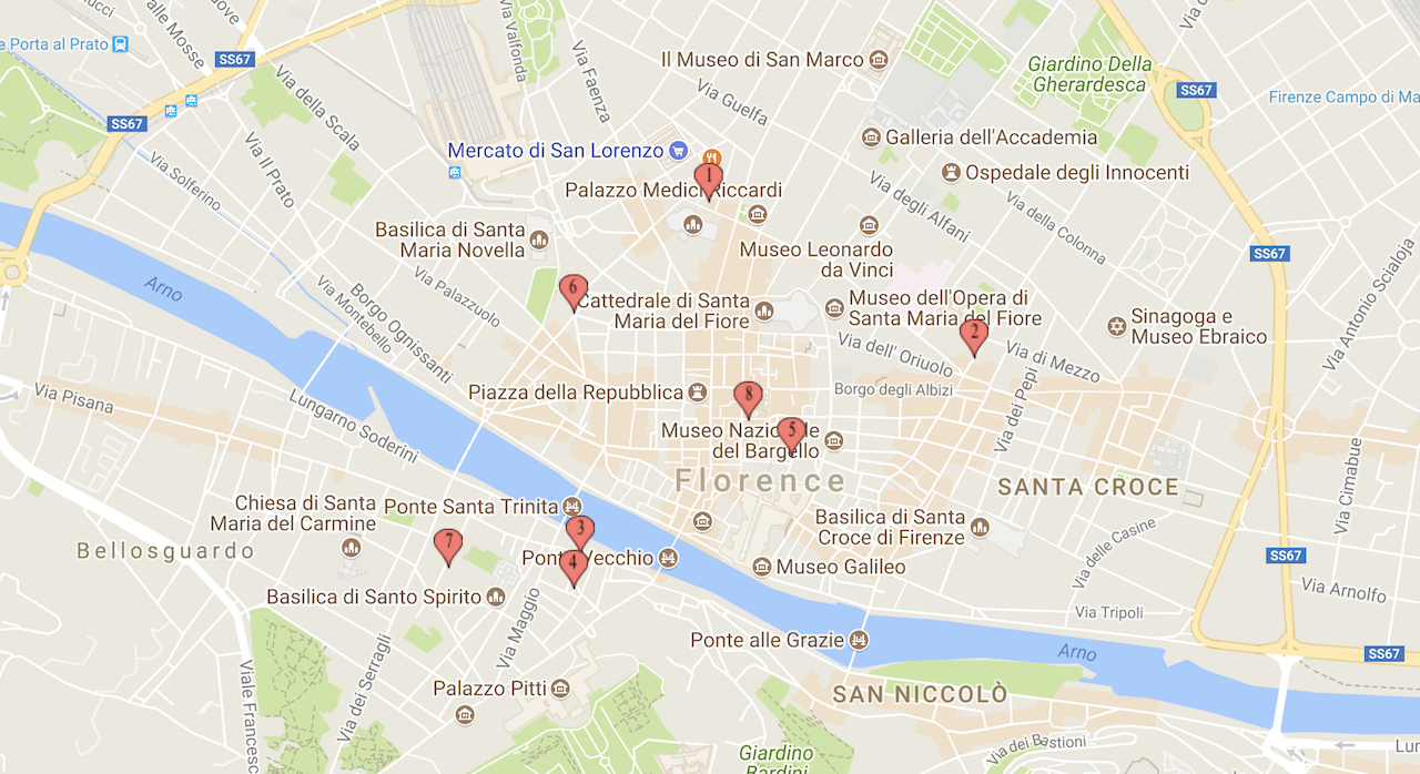 TrovaTrip google map of Florence Italy