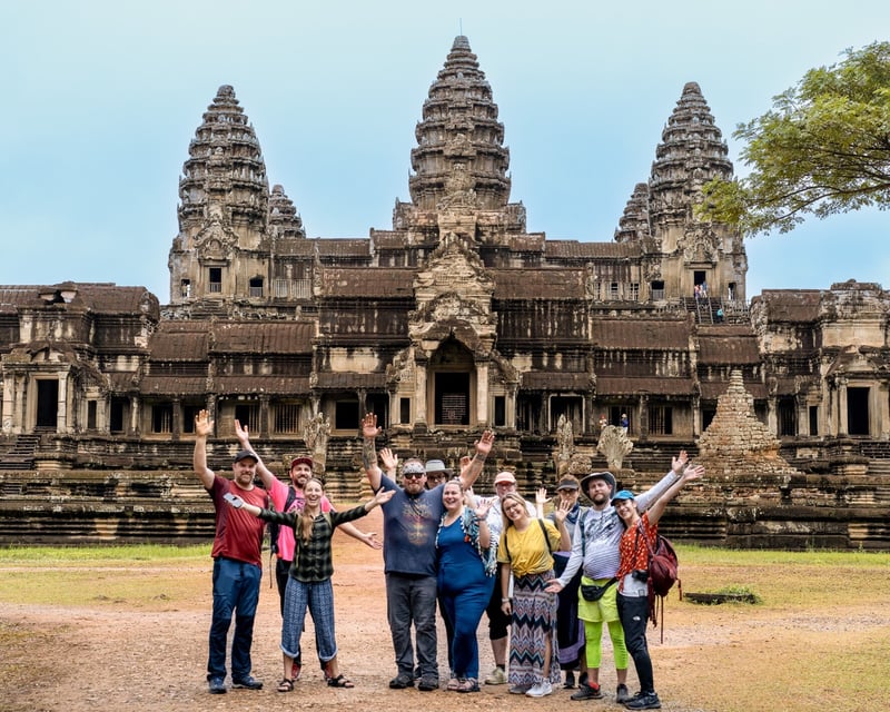 TrovaTrip group in Cambodia with Host Paige Pierce.