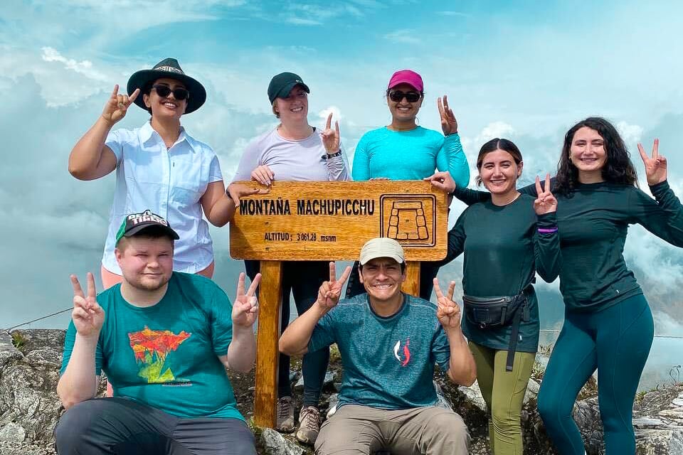 Group on trip in Peru with TrovaTrip Host Valerie Wilson.