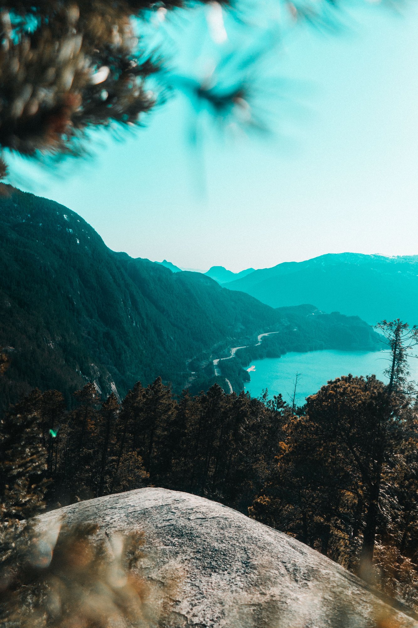 Mountains and lake in British Columbia.