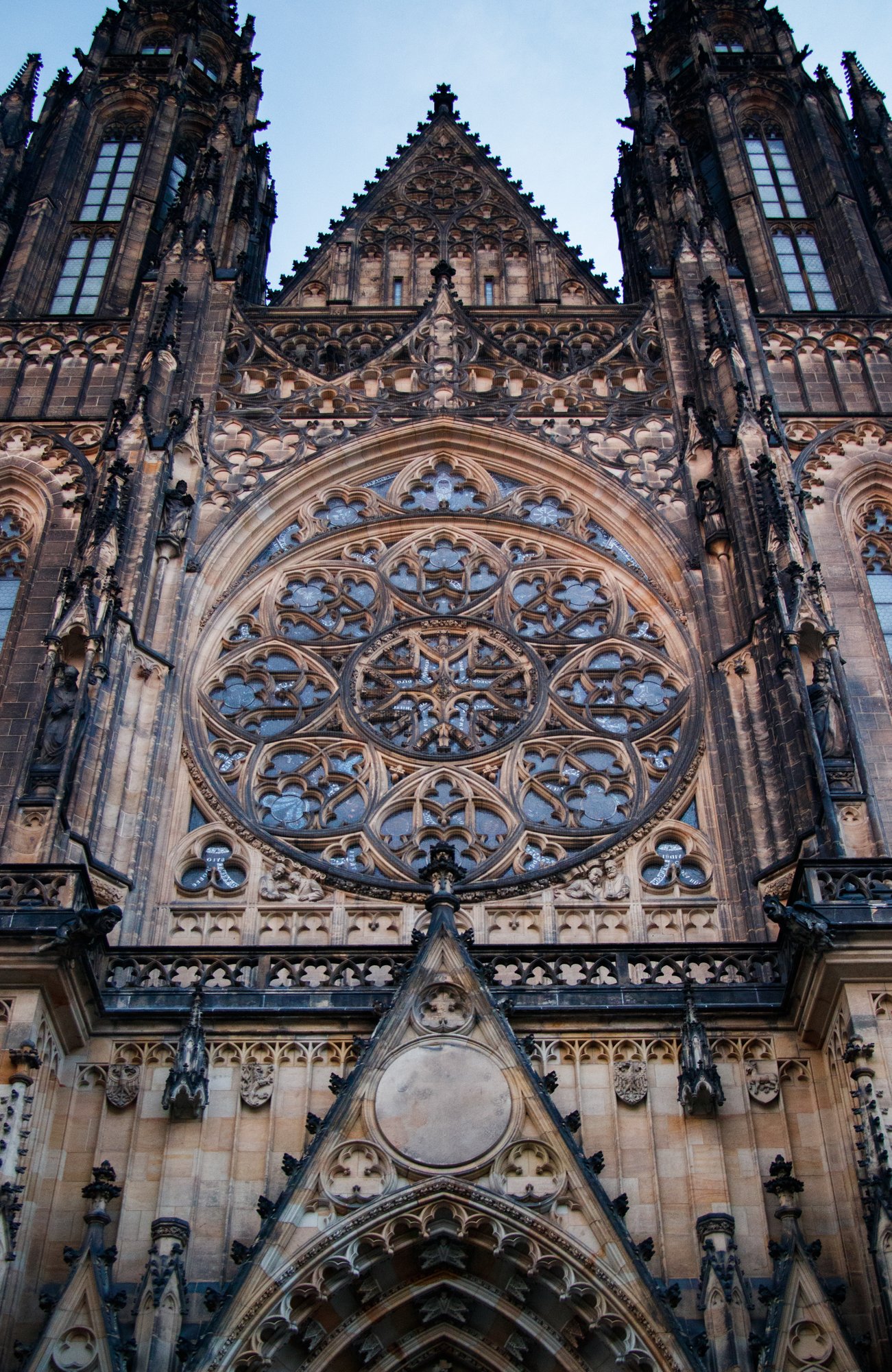 Stained glass window of Prague Castle.