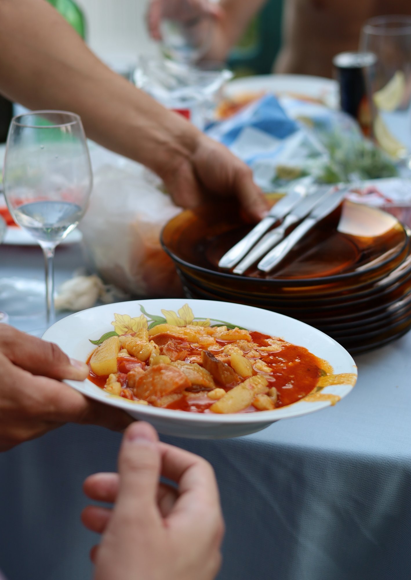 A plate of goulash.