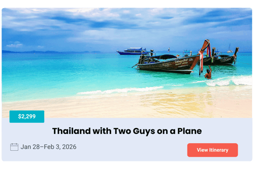 Open group trip to Thailand, one of the best places to travel in January, 2026.