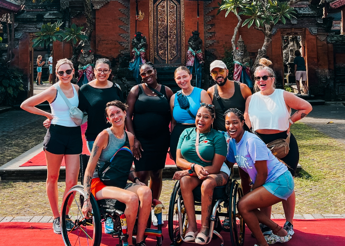 TrovaTrip Host Katie Duke and her group of Travelers in accessible Bali trip, 2022.