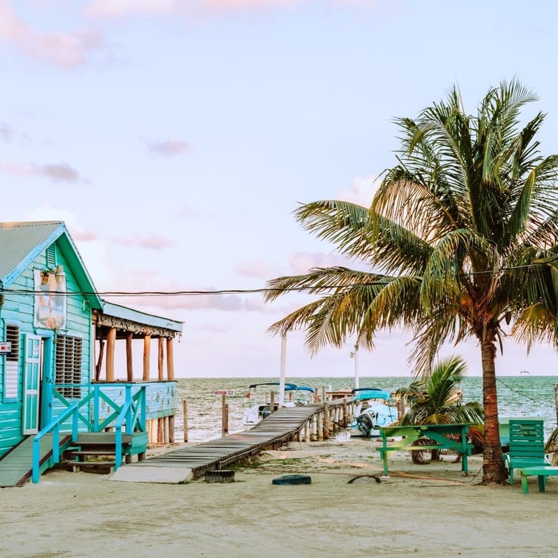 View of beach shop in Belize.