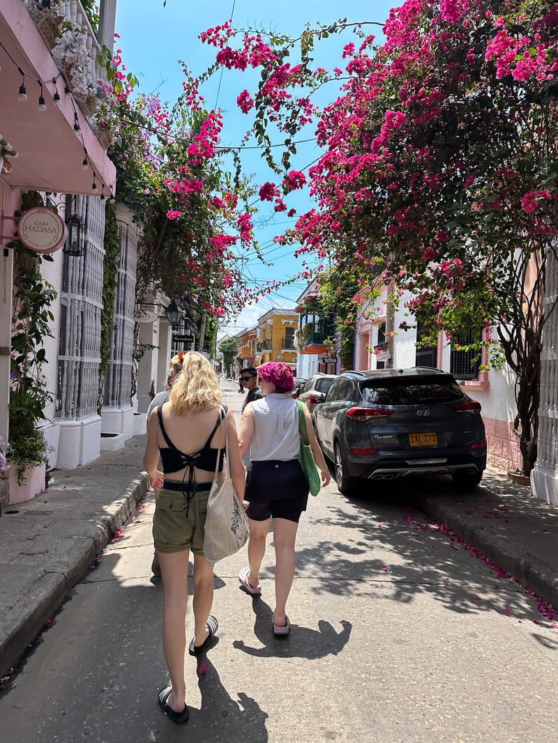 TrovaTrip Travelers walking in Colombia.