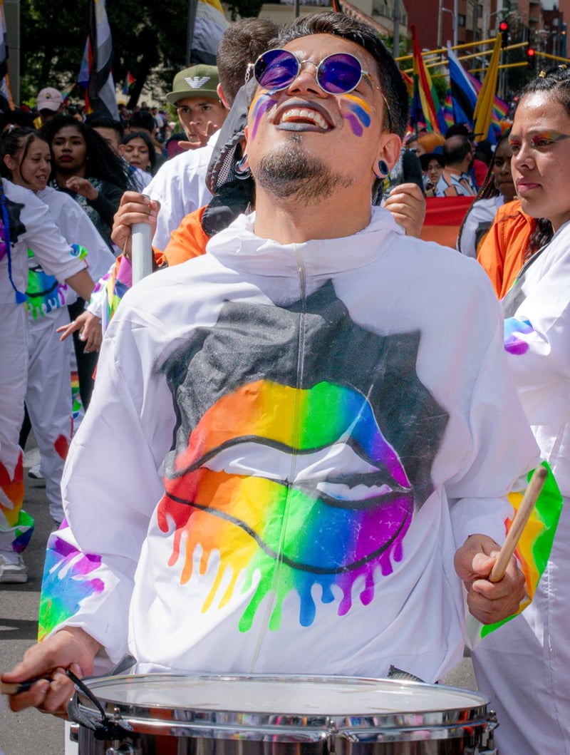 A person at a Pride event in Colombia.