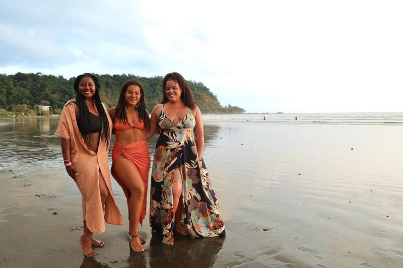 Group on the beach in Costa Rica, one of the best places to visit in January.