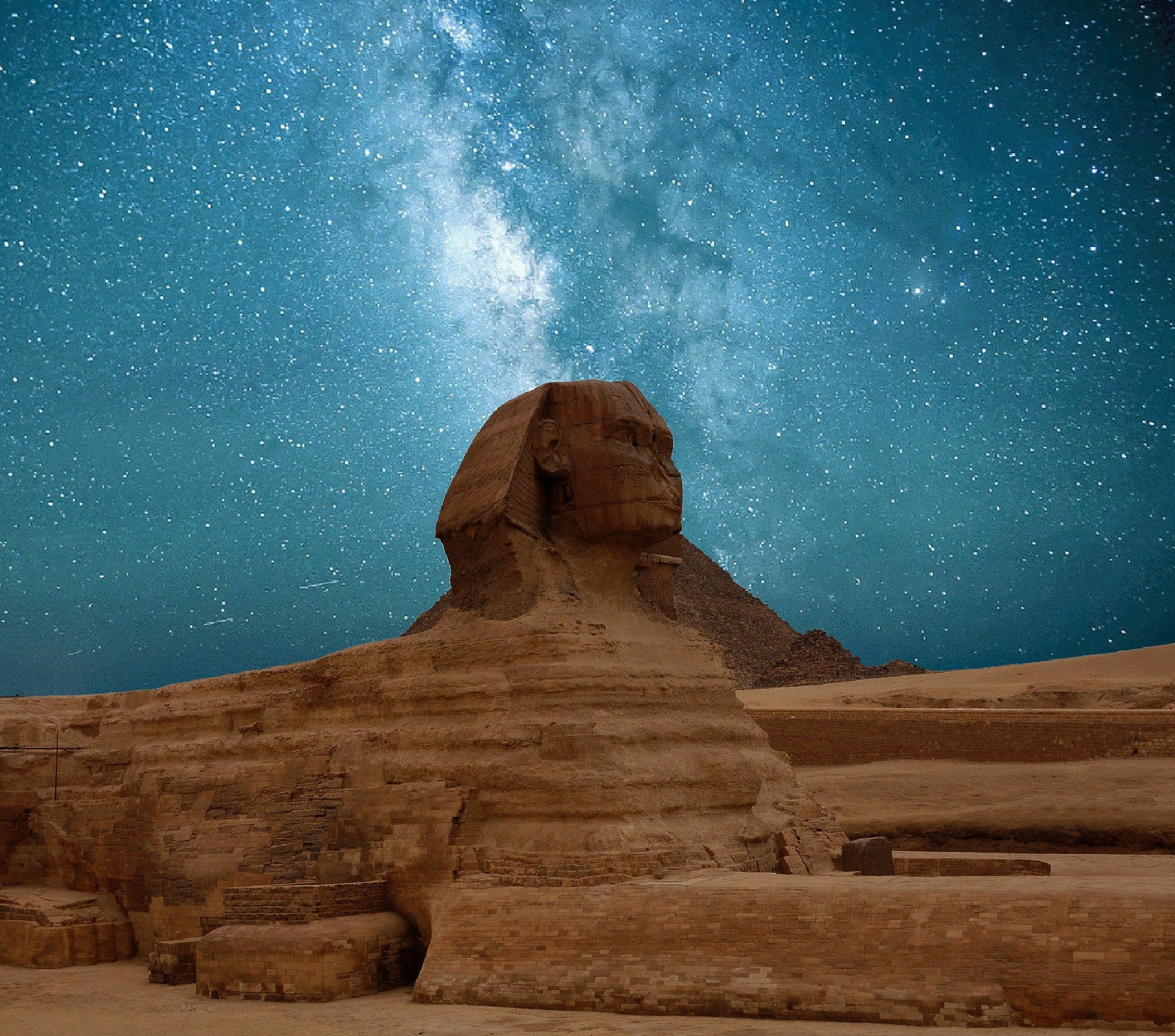 Night view of Sphinx in Egypt.