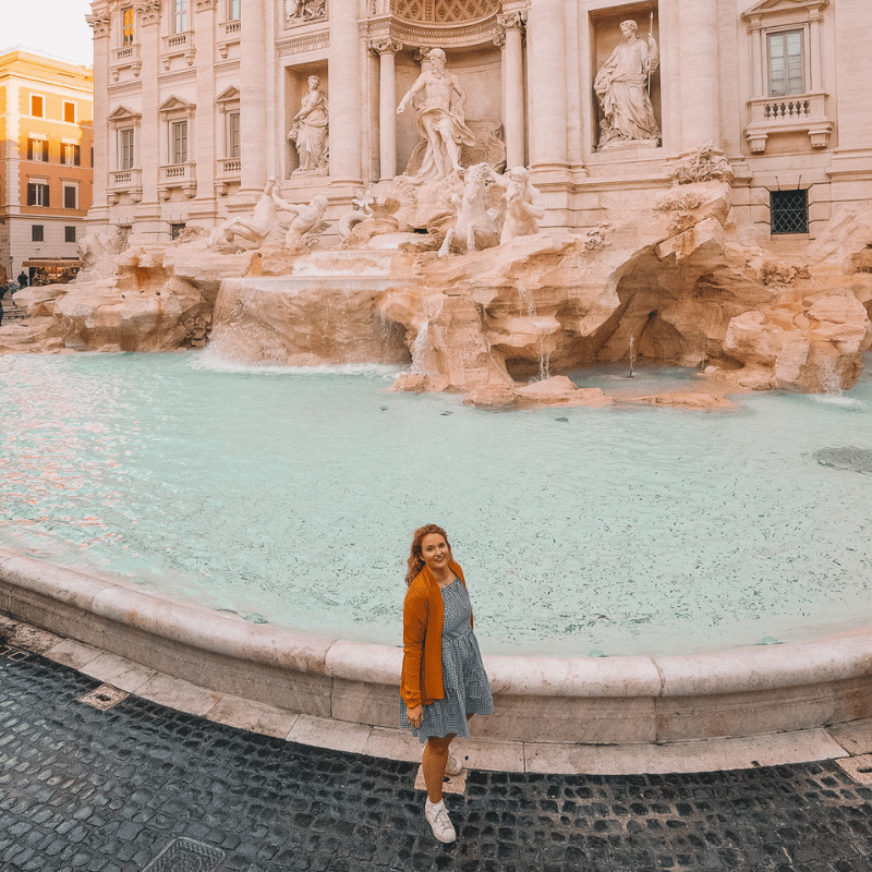 TrovaTrip Host Helene Sula at the Trevi Fountain in Rome, Italy.