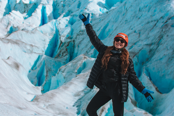 TrovaTrip Host glacier hiking in Patagonia.