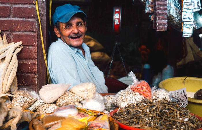 Local man at spice market.