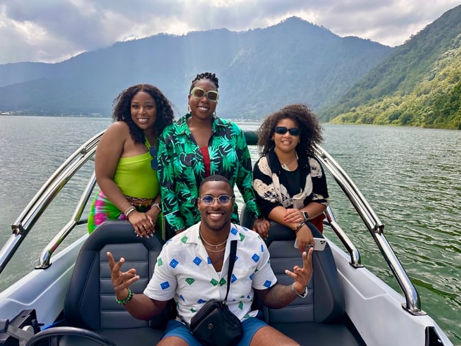 YouTuber Rome Green Jr. and travelers on group trip.