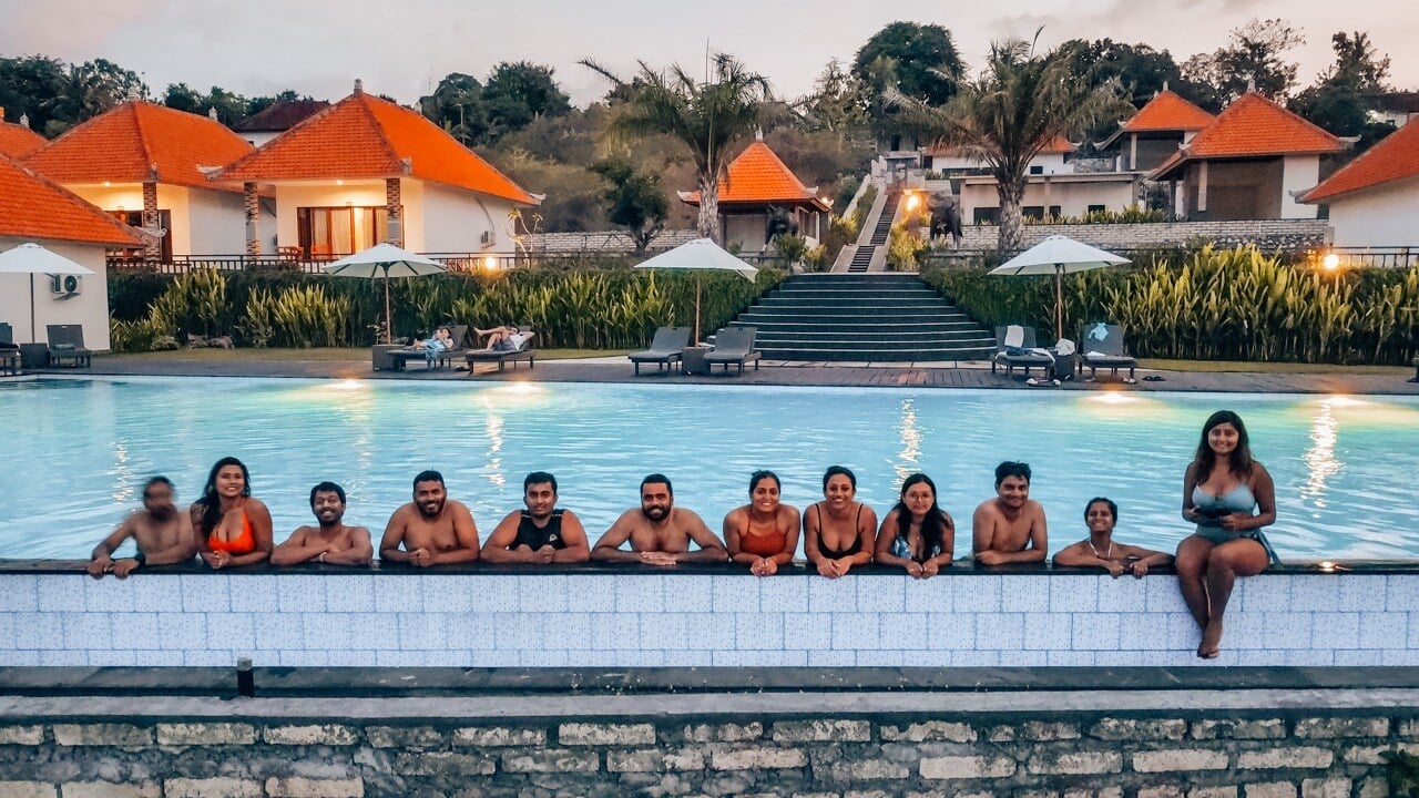 Group enjoying safe travel accommodations.