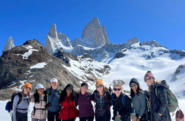 A group of women traveling together with TrovaTrip in Patagonia.