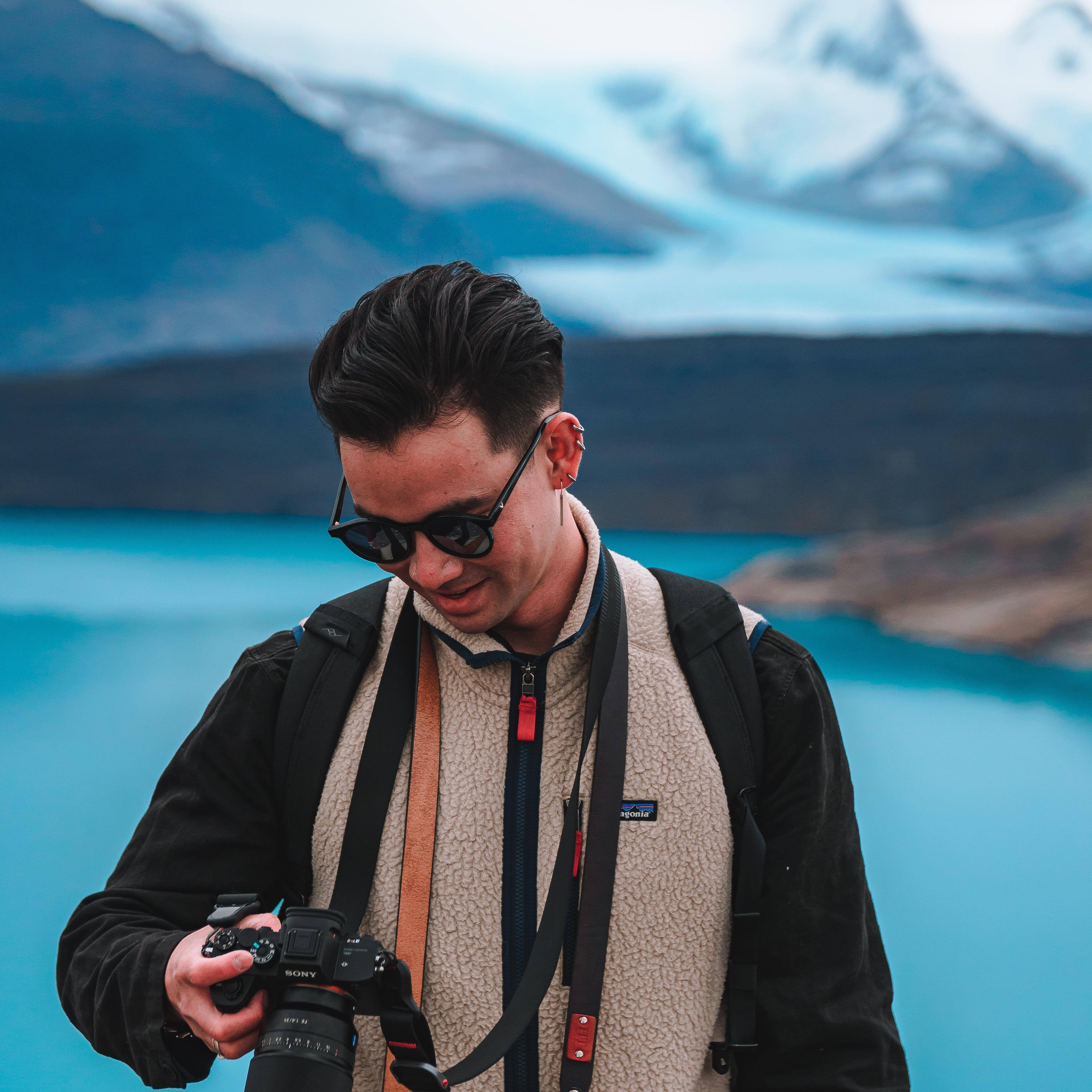 Person looking at camera during retreat in Patagonia.