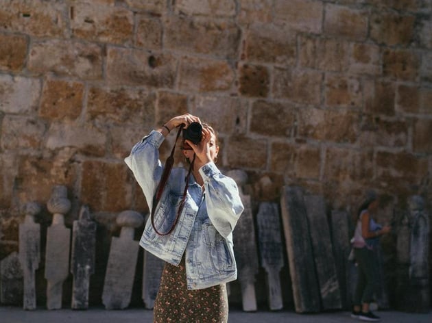 Woman on a solo group trip.