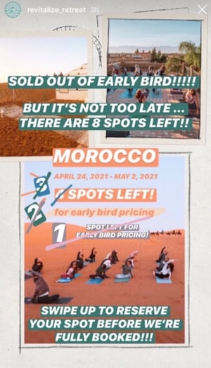 TrovaTrip launch promotion example using countdown on Instagram Stories.