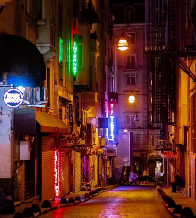 Taksim Square at night.