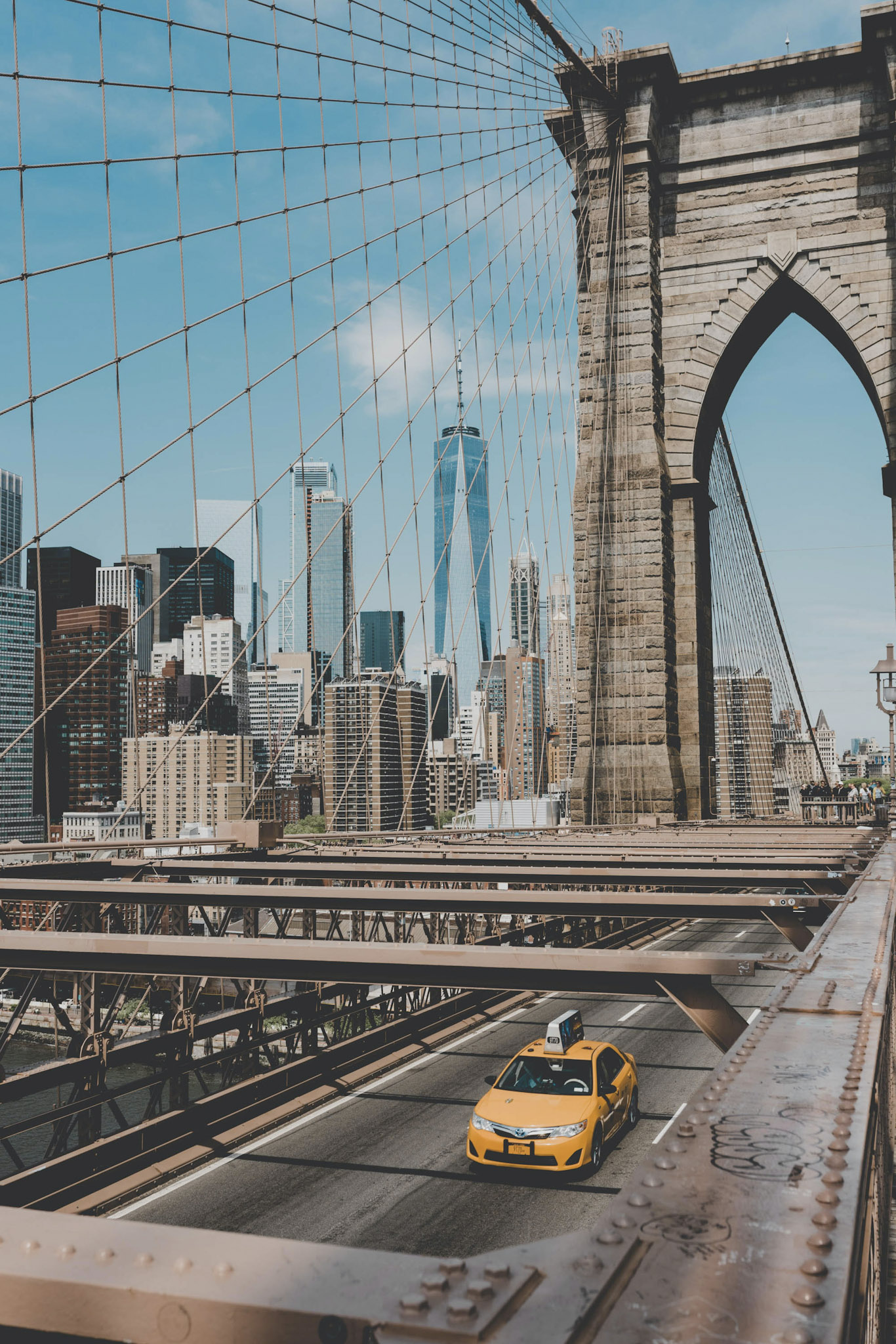 Brooklyn Bridge with Taxi