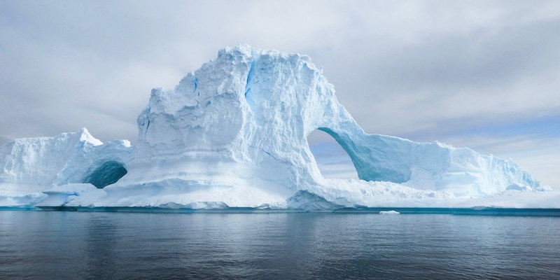 An iceberg tunnel on the Antarctic Peninsula.