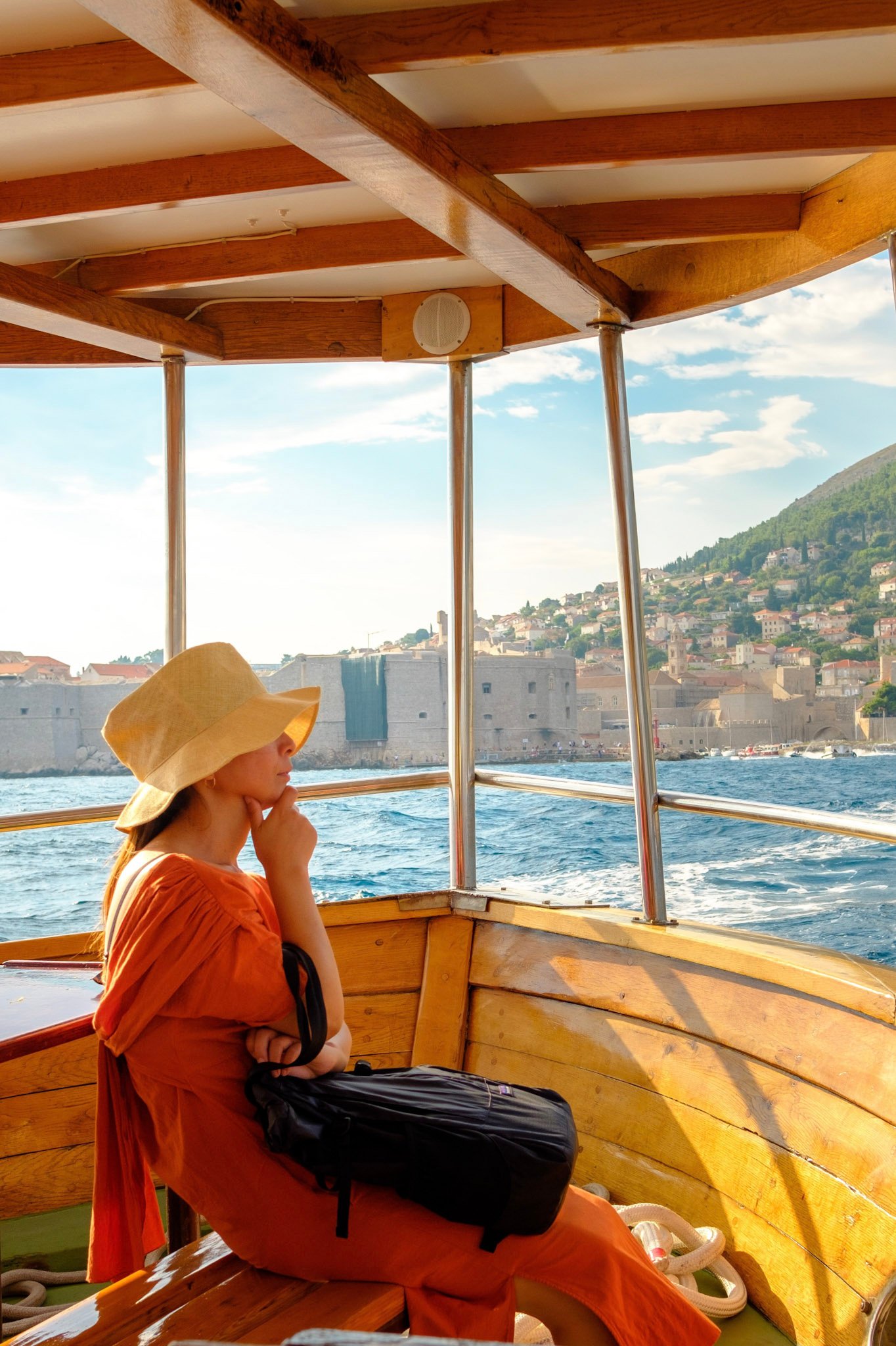 Woman on boat Dubrovnik Croatia