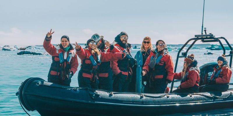 A TrovaTrip group on a boat in Iceland.